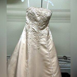 Mary’s Bridal Champagne Strapless Bridal Gown with train